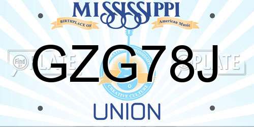 GZG78J Mississippi License Plate