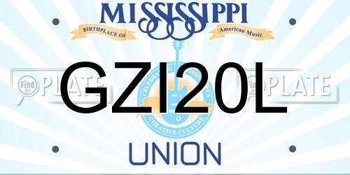 GZI20L Mississippi License Plate