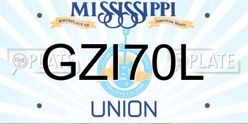 GZI70L Mississippi License Plate