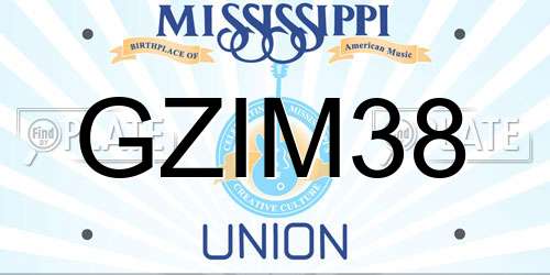 GZIM38 Mississippi License Plate