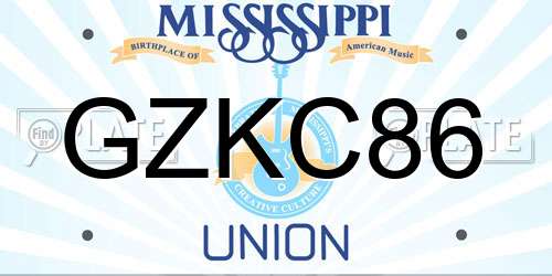 GZKC86 Mississippi License Plate