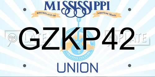 GZKP42 Mississippi License Plate