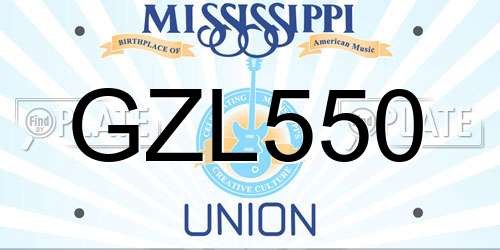 GZL550 Mississippi License Plate