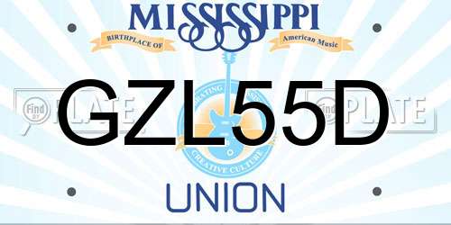 GZL55D Mississippi License Plate