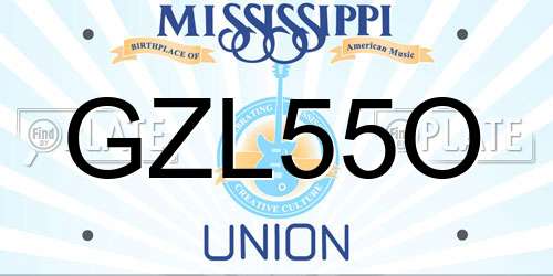GZL55O Mississippi License Plate