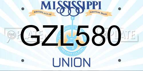GZL580 Mississippi License Plate
