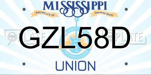GZL58D Mississippi License Plate