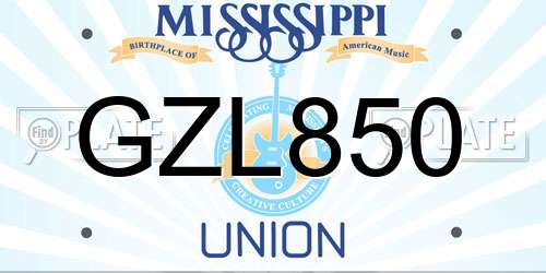 GZL850 Mississippi License Plate