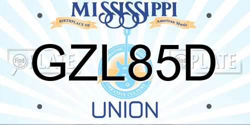 GZL85D Mississippi License Plate