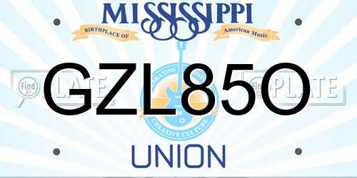 GZL85O Mississippi License Plate