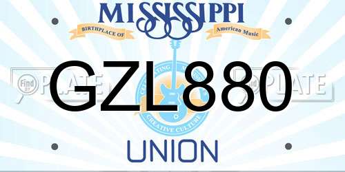 GZL880 Mississippi License Plate