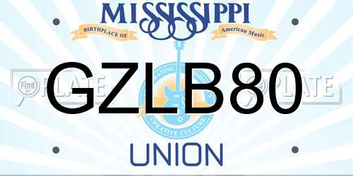 GZLB80 Mississippi License Plate