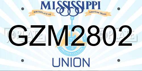 GZM2802 Mississippi License Plate