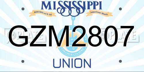 GZM2807 Mississippi License Plate