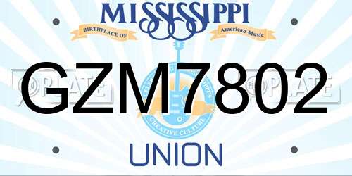 GZM7802 Mississippi License Plate