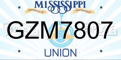 GZM7807 Mississippi License Plate