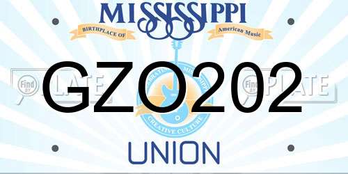 GZO202 Mississippi License Plate