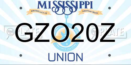 GZO20Z Mississippi License Plate