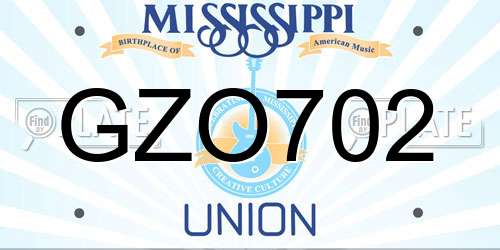 GZO702 Mississippi License Plate
