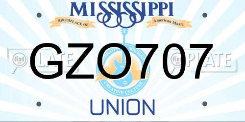 GZO707 Mississippi License Plate