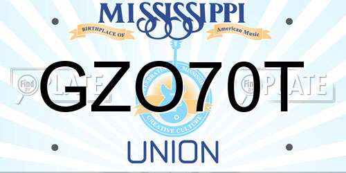 GZO70T Mississippi License Plate