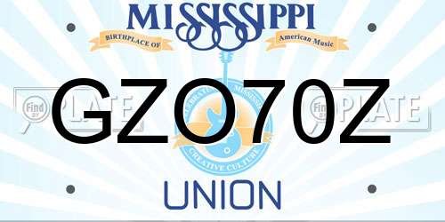 GZO70Z Mississippi License Plate