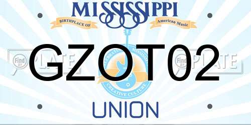 GZOT02 Mississippi License Plate