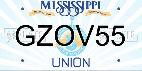 GZOV55 Mississippi License Plate