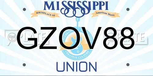 GZOV88 Mississippi License Plate