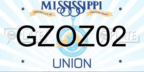GZOZ02 Mississippi License Plate
