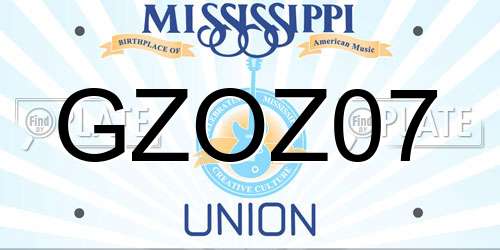 GZOZ07 Mississippi License Plate