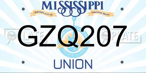 GZQ207 Mississippi License Plate