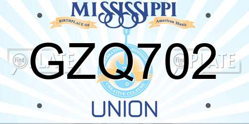 GZQ702 Mississippi License Plate