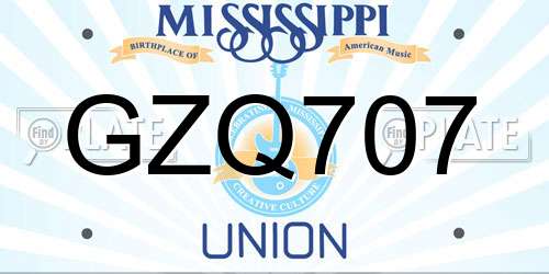 GZQ707 Mississippi License Plate
