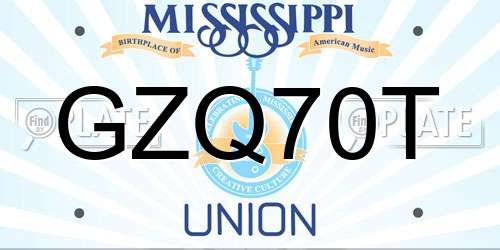 GZQ70T Mississippi License Plate