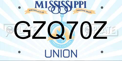 GZQ70Z Mississippi License Plate
