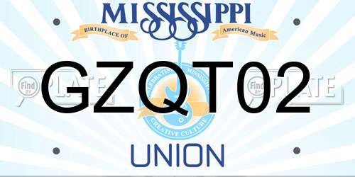 GZQT02 Mississippi License Plate