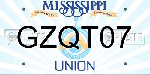 GZQT07 Mississippi License Plate