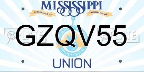 GZQV55 Mississippi License Plate