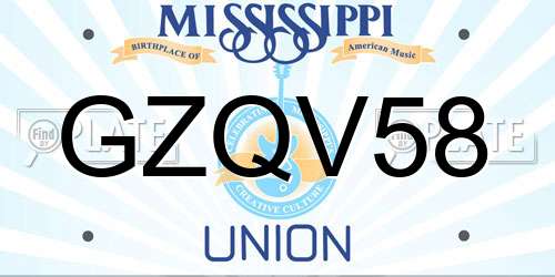 GZQV58 Mississippi License Plate