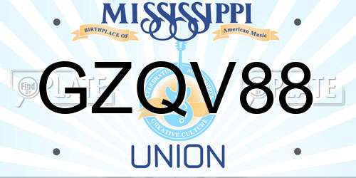 GZQV88 Mississippi License Plate