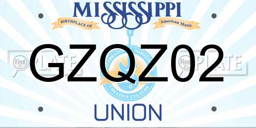 GZQZ02 Mississippi License Plate