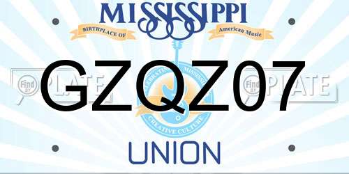 GZQZ07 Mississippi License Plate