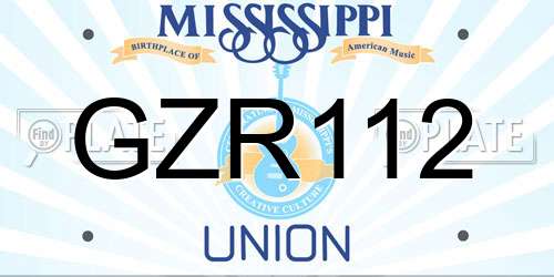 GZR112 Mississippi License Plate