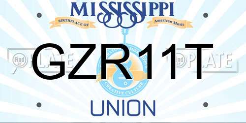 GZR11T Mississippi License Plate