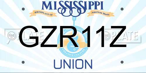 GZR11Z Mississippi License Plate