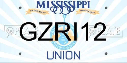 GZRI12 Mississippi License Plate