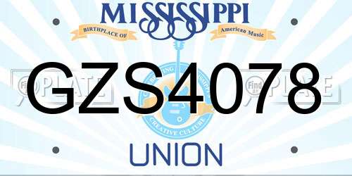 GZS4078 Mississippi License Plate