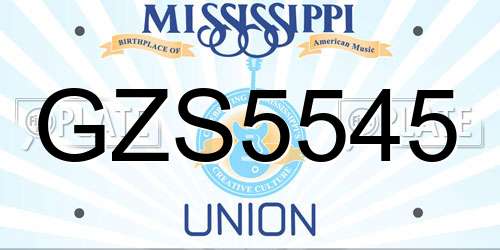 GZS5545 Mississippi License Plate