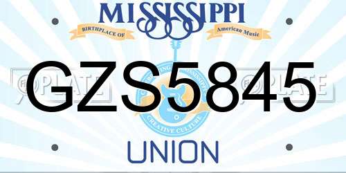 GZS5845 Mississippi License Plate